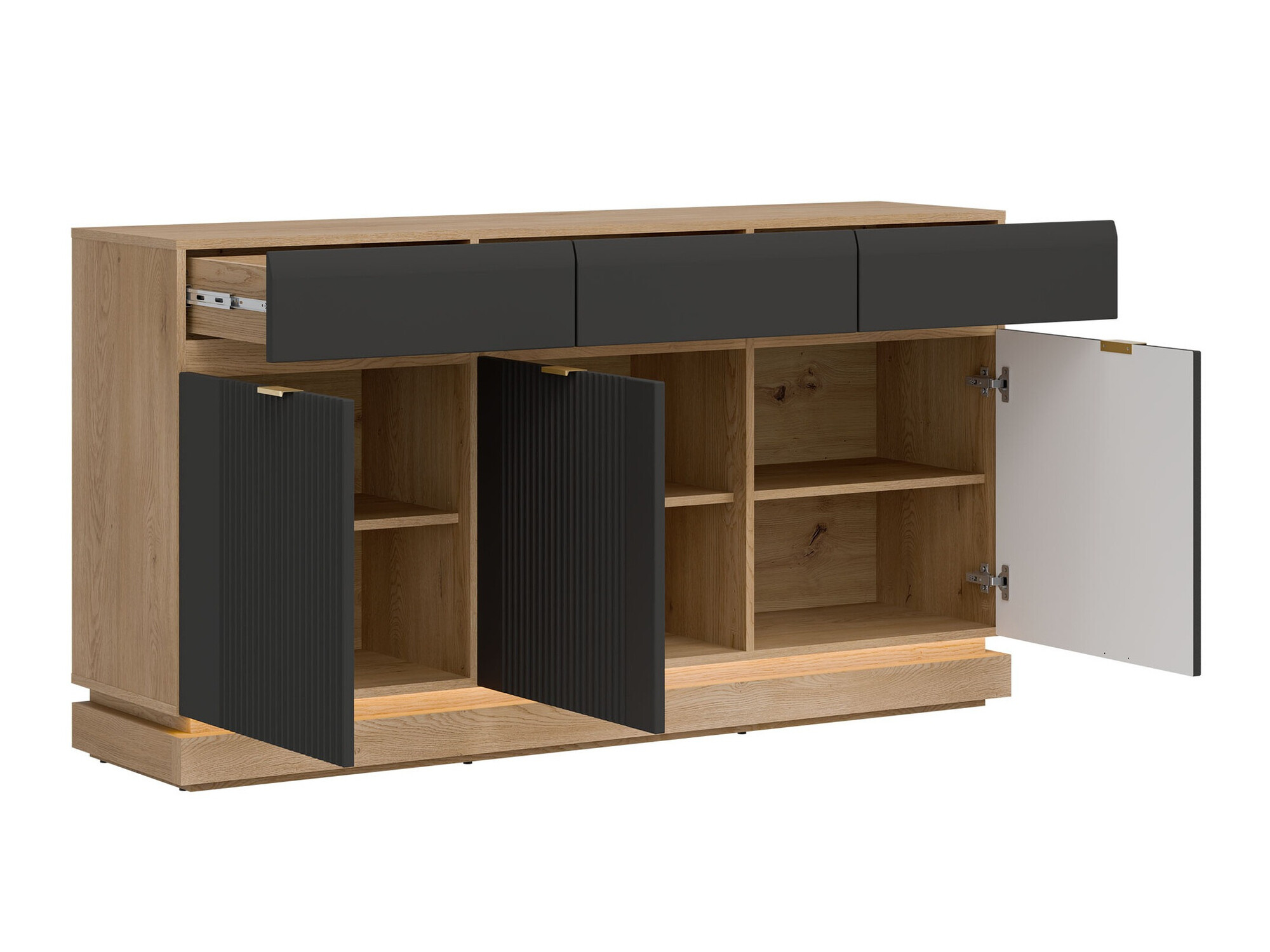 Chest of drawers Teselbu 104 (Anthracite + Oak)