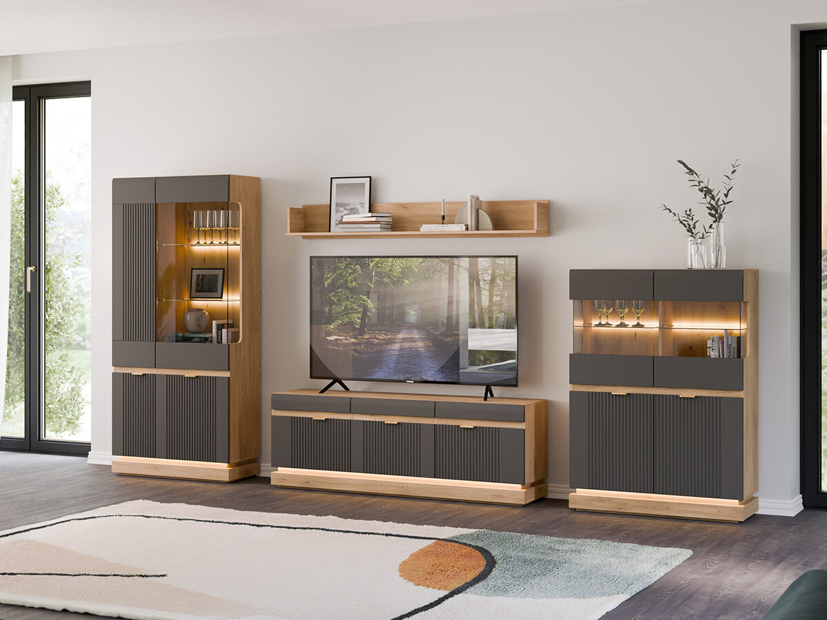 Bookcase Teselbu 111 (Anthracite + Oak)