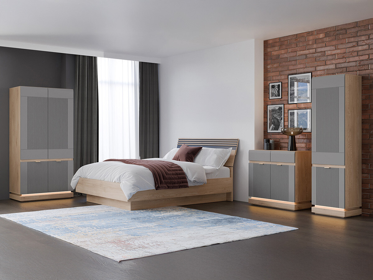 Bookcase Teselbu 112 (Grey + Oak)