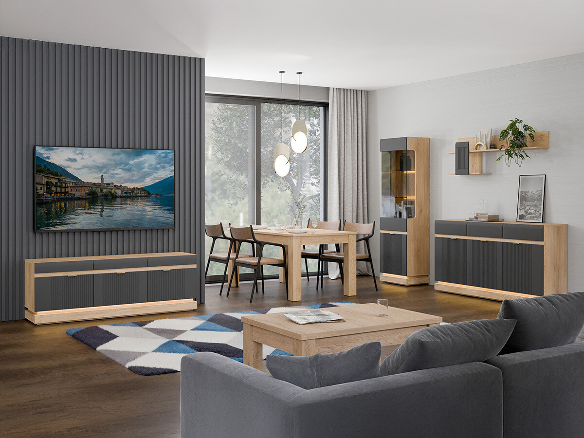 Wall shelf Teselbu 115 (Anthracite + Oak)