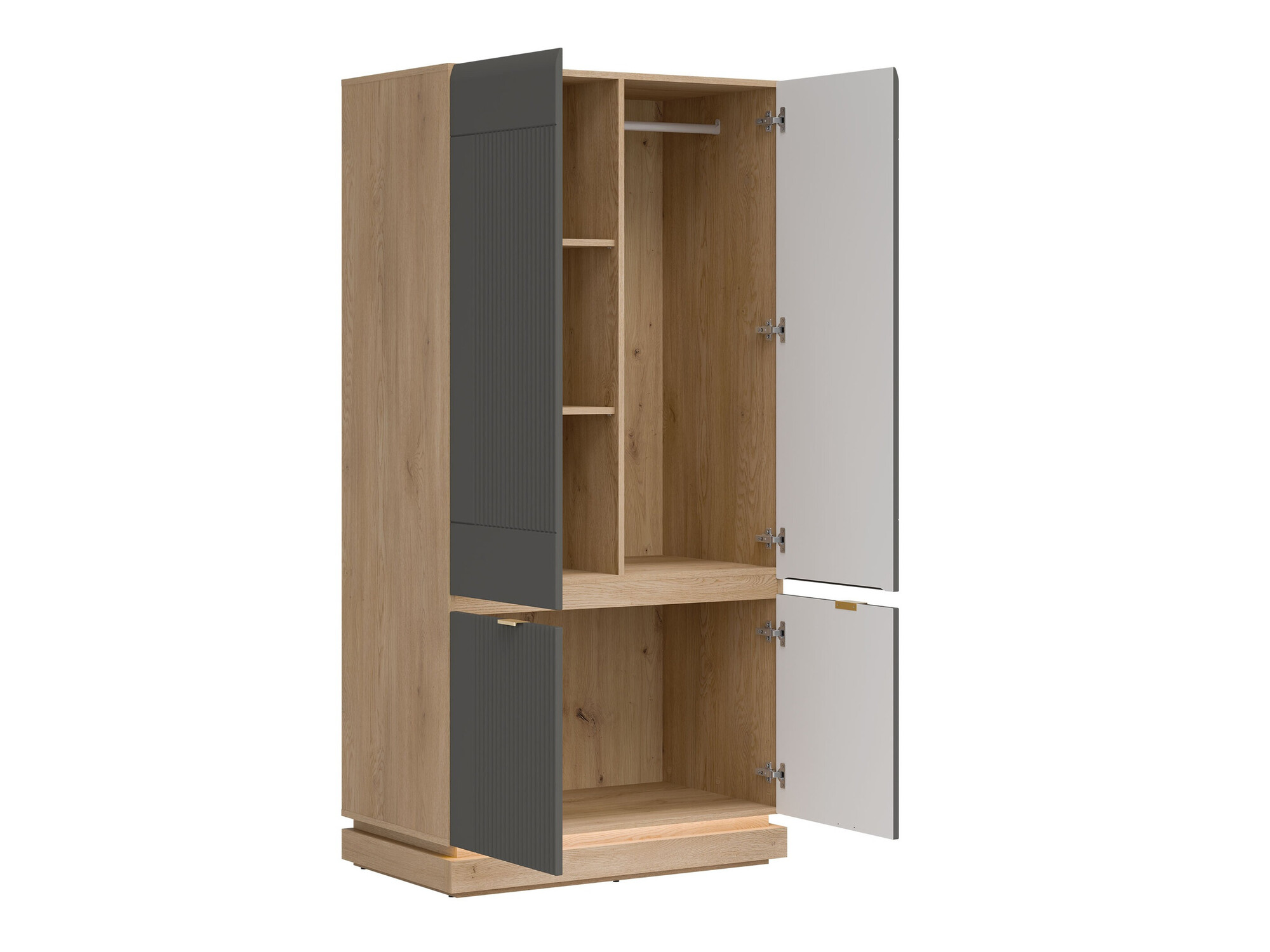 Wardrobe Teselbu 113 (Grey + Oak)