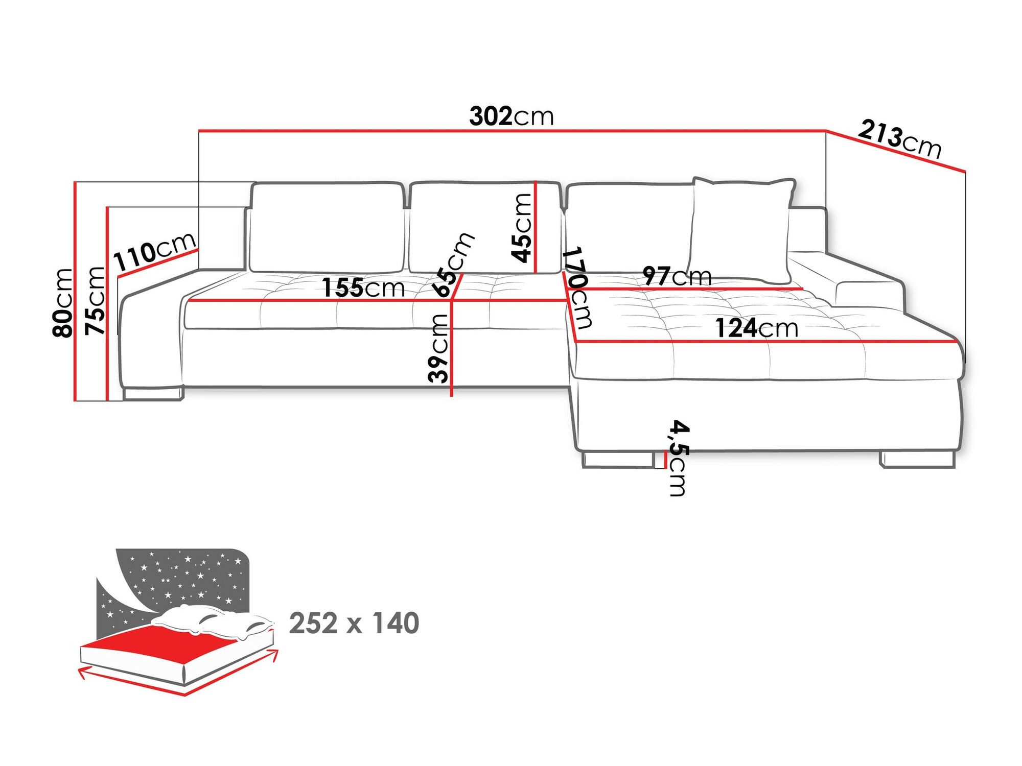 Corner sofa Comfivo Nitor II (Clara 215.02)