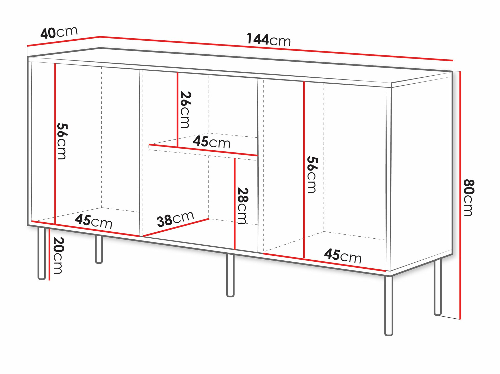 Sideboard Monevare 100 (Black + Wotan Oak)