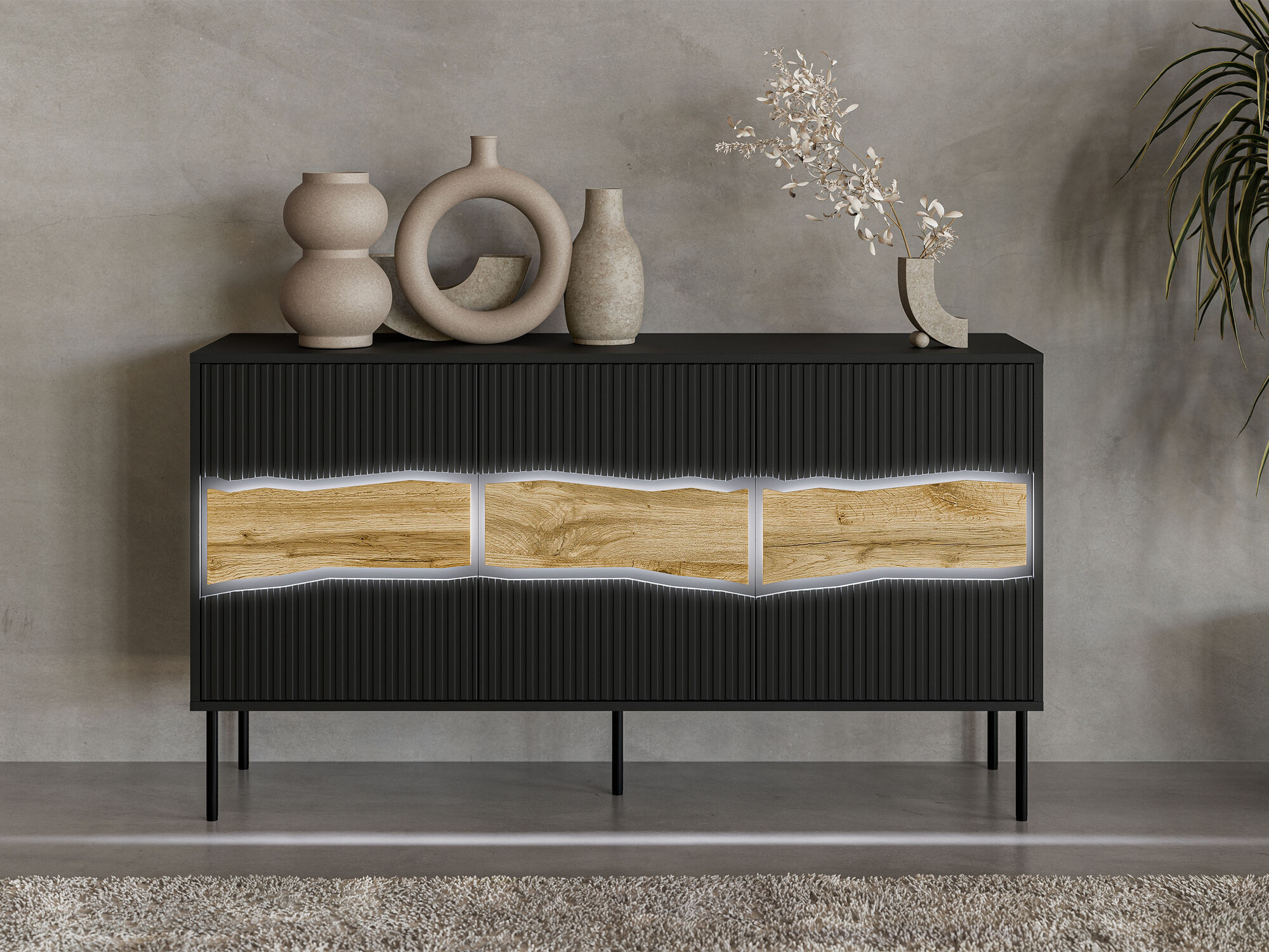 Sideboard Monevare 100 (Black + Wotan Oak)
