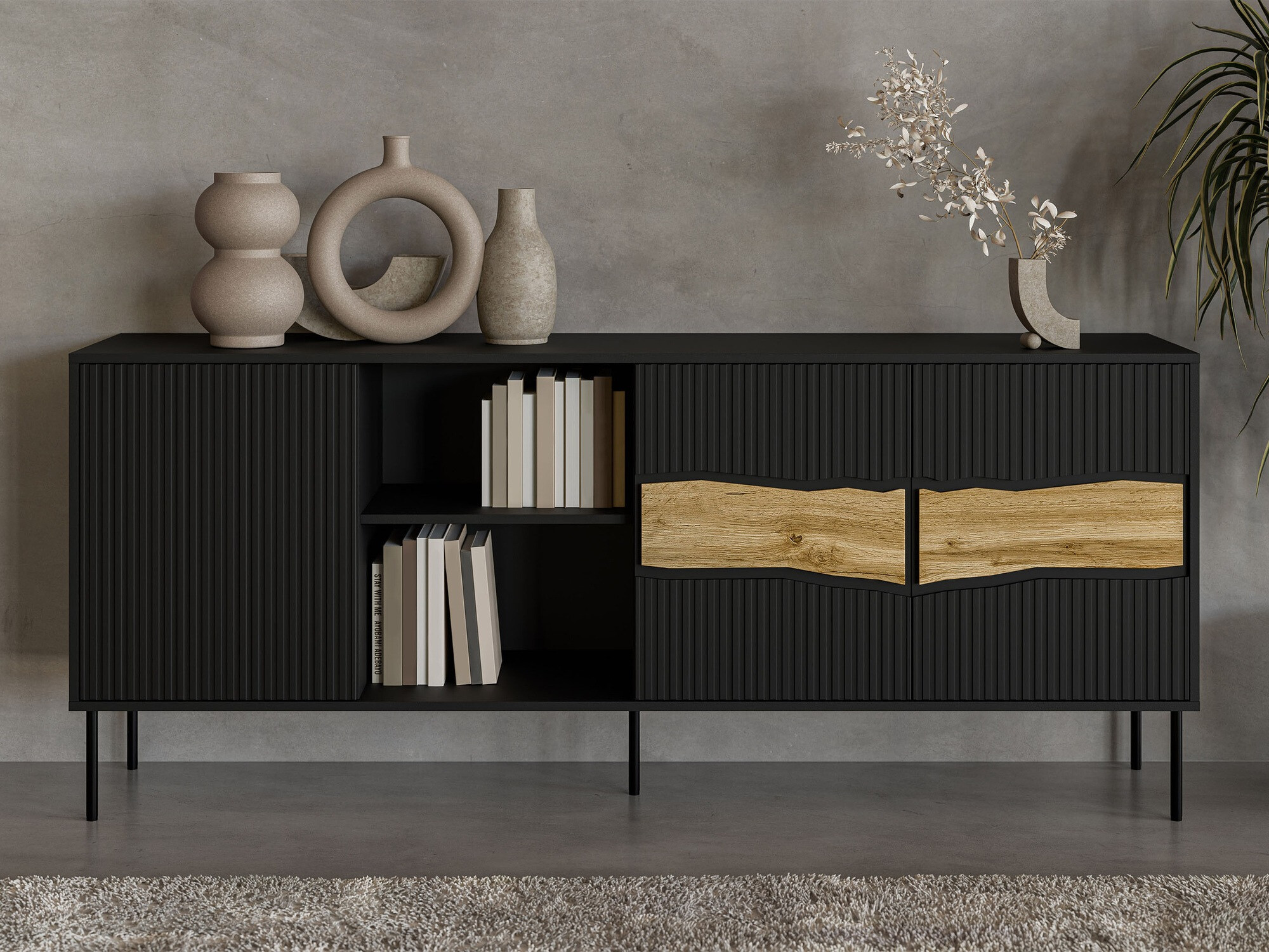 Sideboard Monevare 101 (Black + Wotan Oak)