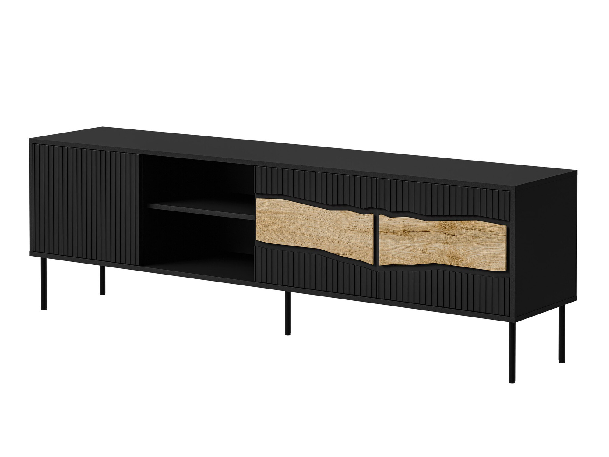 TV stand Monevare 102 (Black + Wotan Oak)
