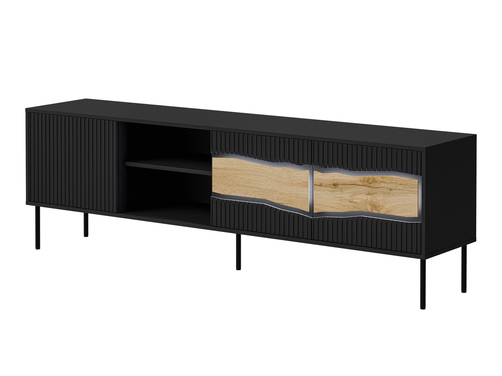 TV stand Monevare 102 (Black + Wotan Oak)