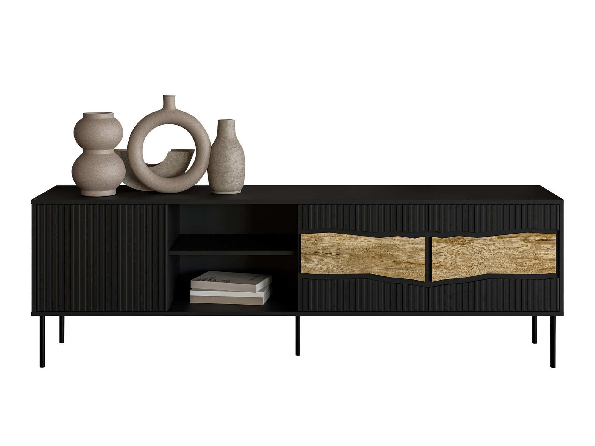TV stand Monevare 102 (Black + Wotan Oak)