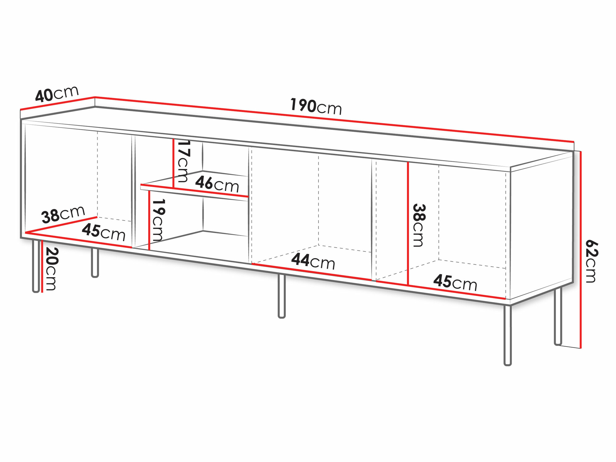 TV stand Monevare 102 (Black + Wotan Oak)