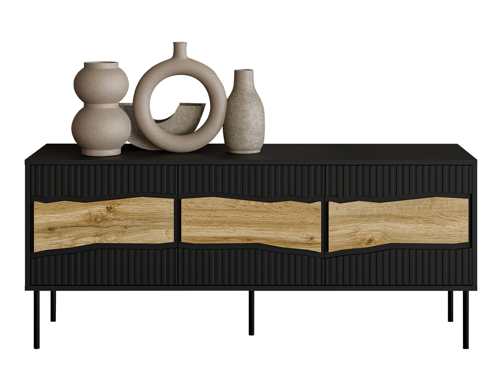 TV stand Monevare 103 (Black + Wotan Oak)