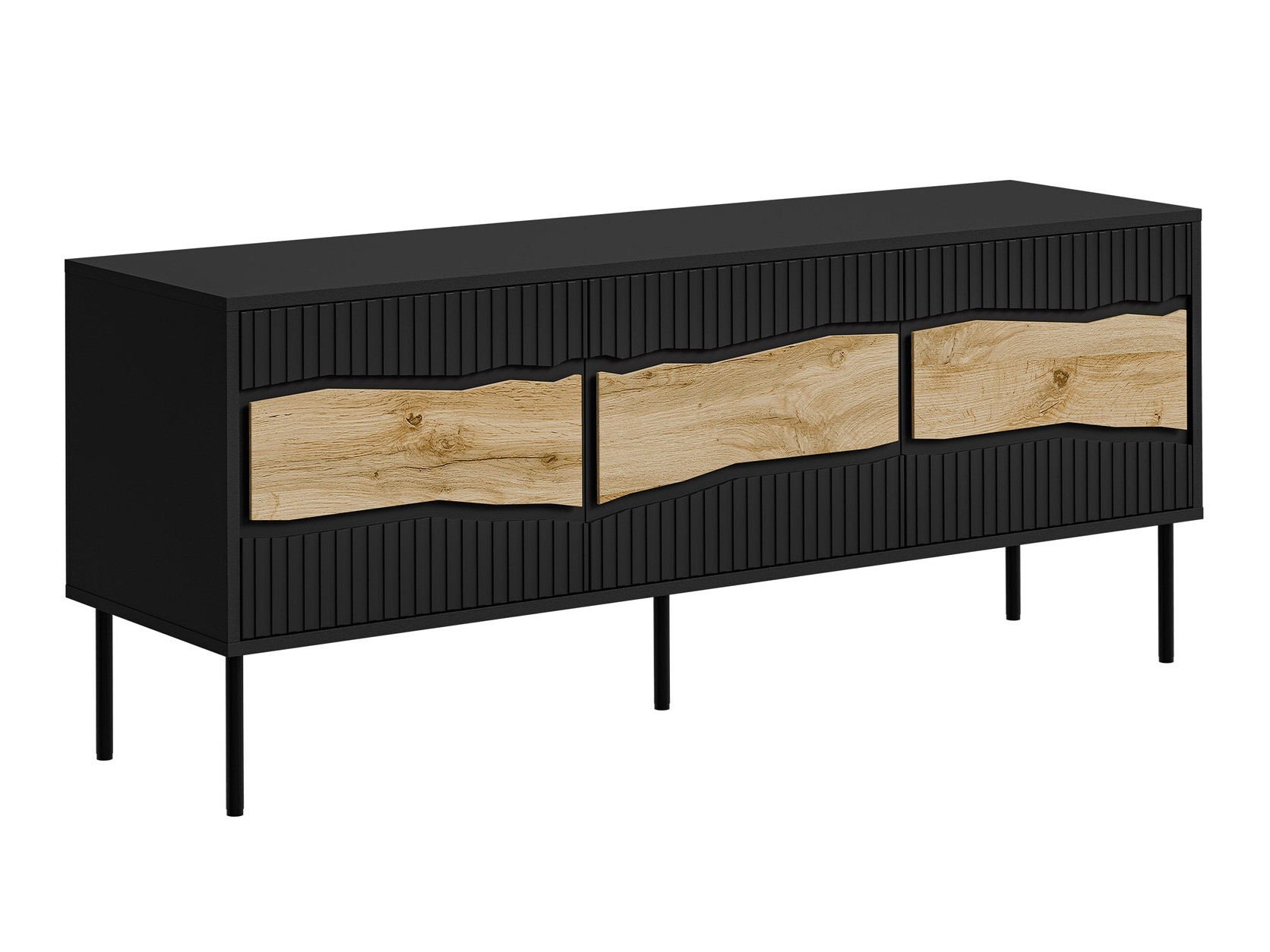 TV stand Monevare 103 (Black + Wotan Oak)