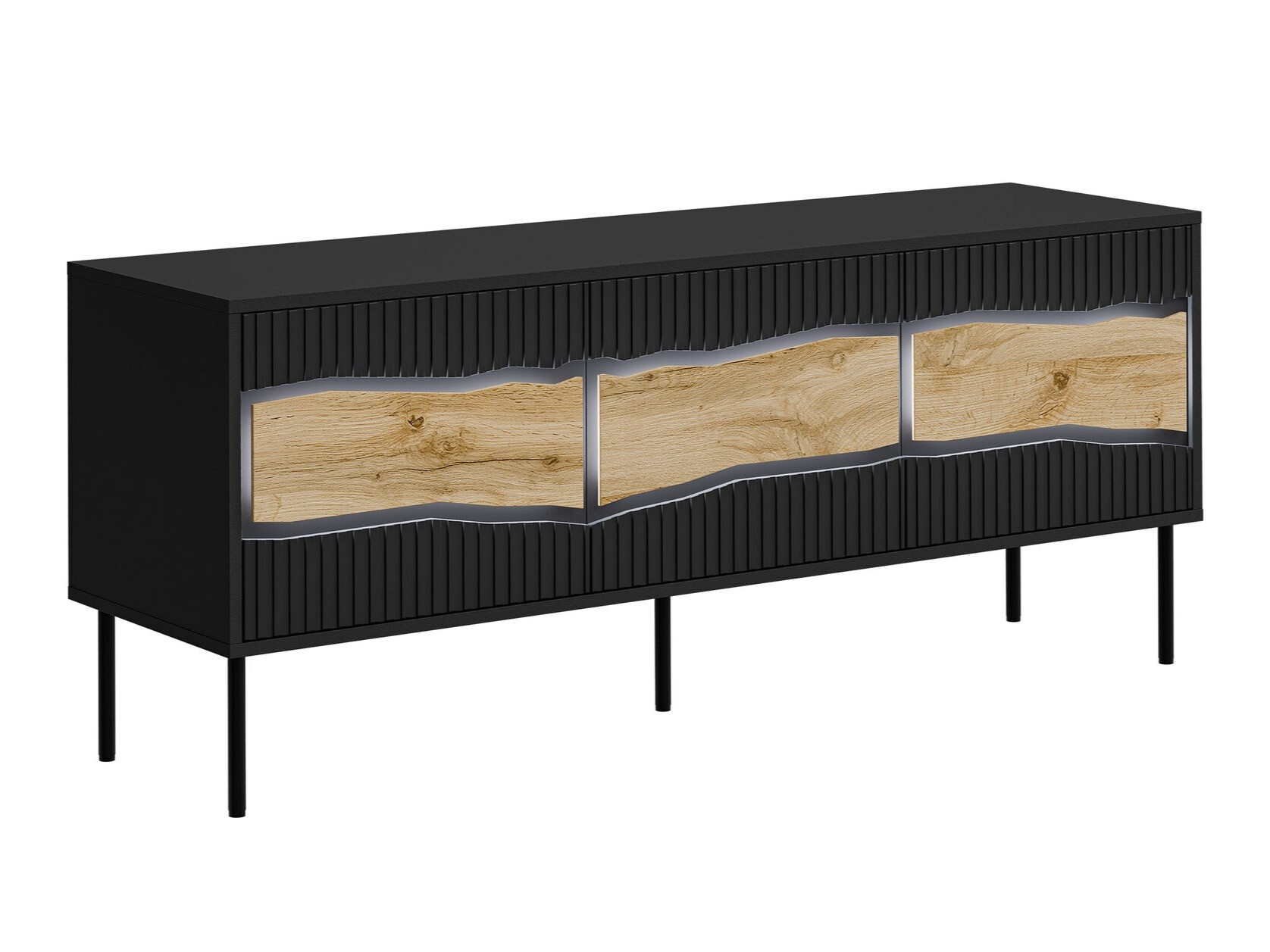 TV stand Monevare 103 (Black + Wotan Oak)