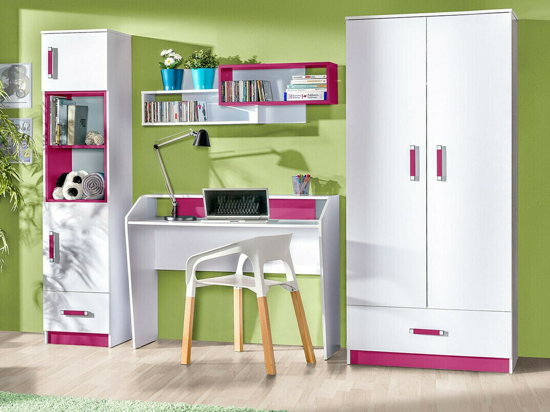 Wardrobe Sorviru 103 (White + Pink)