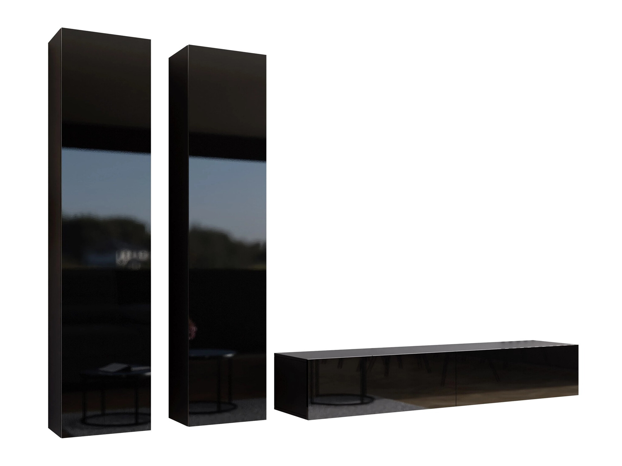 Living room set Vilrin II (Black + Glossy black)