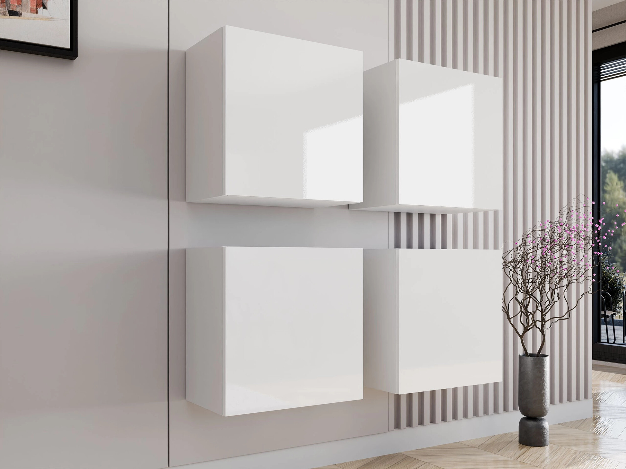 Set of cabinets Vilrin (White + Glossy white)