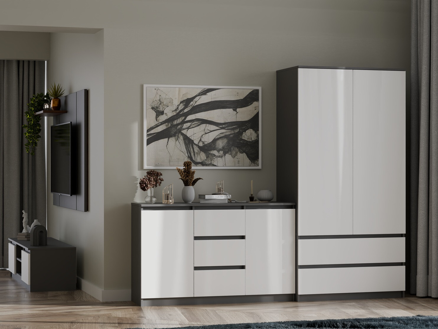 Wardrobe Elbvelu 116 (White + Anthracite)