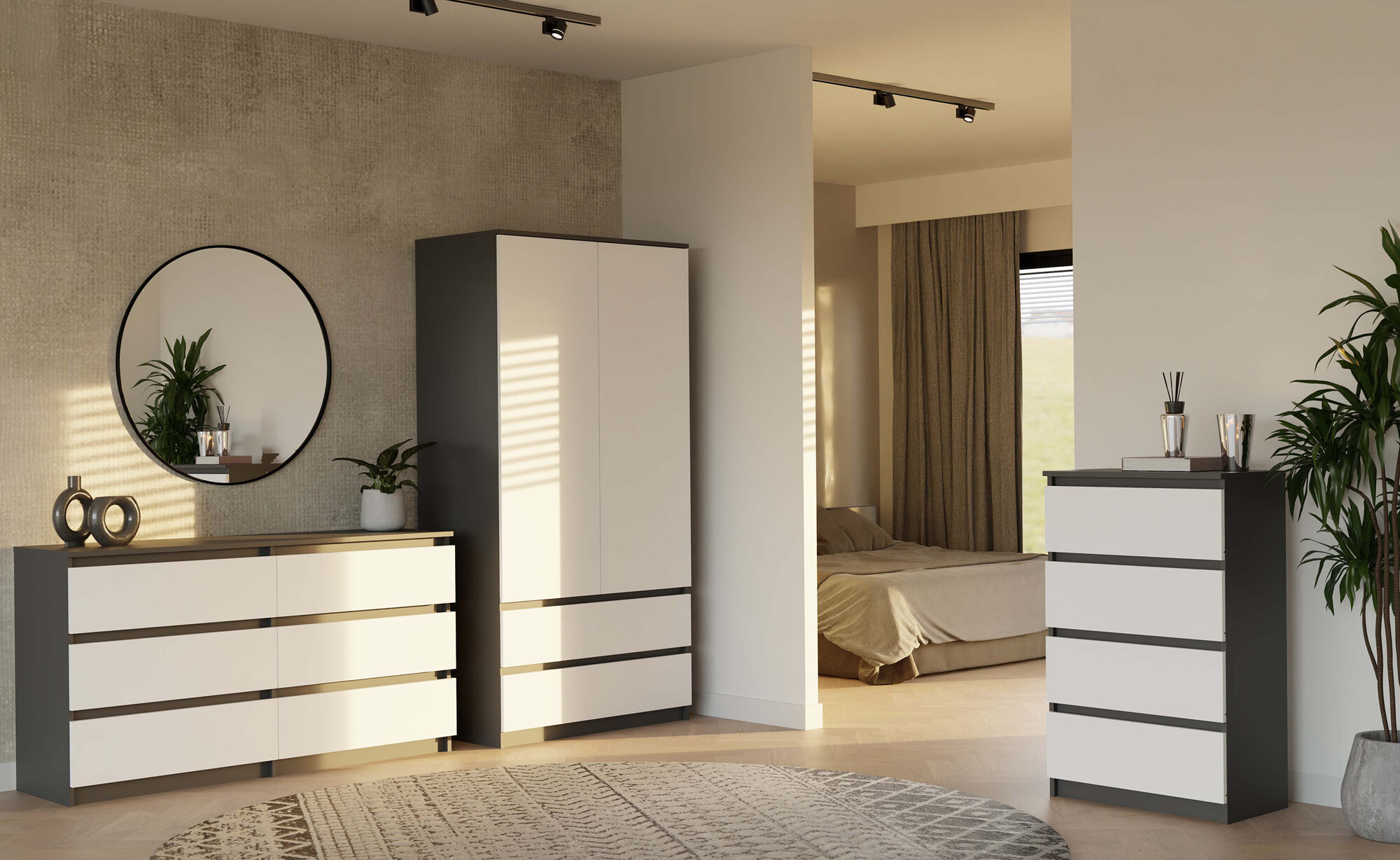 Wardrobe Elbvelu 116 (White + Anthracite)