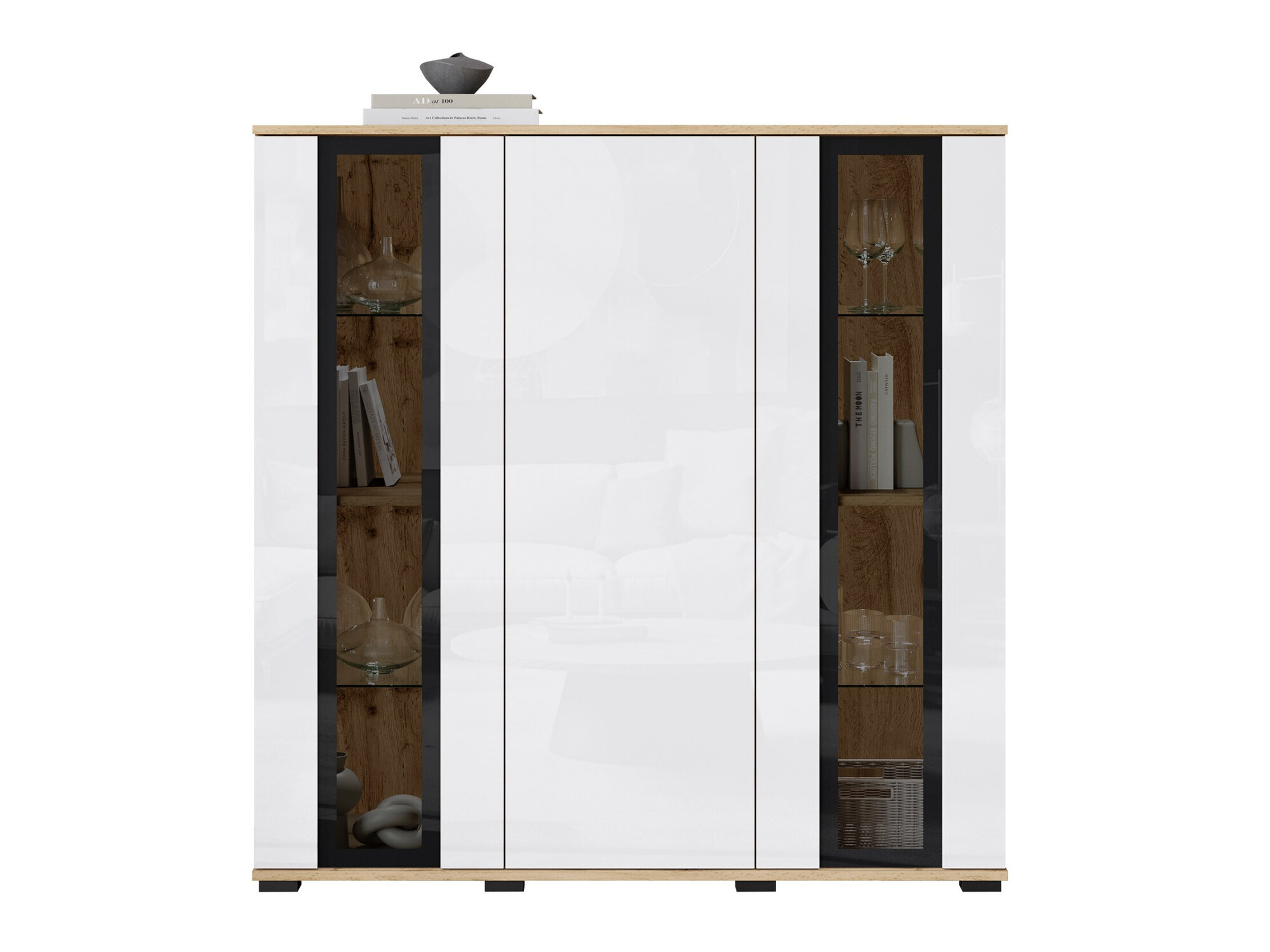 Sideboard Torcame 100 (Wotan Oak + Glossy white)