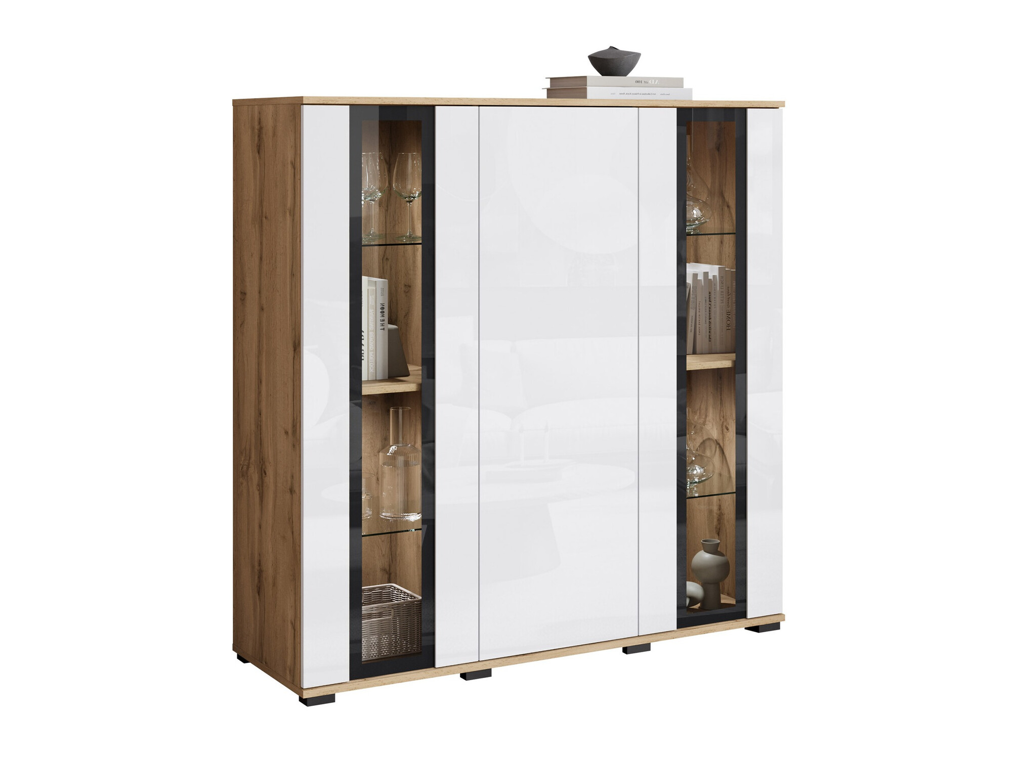 Sideboard Torcame 100 (Wotan Oak + Glossy white)