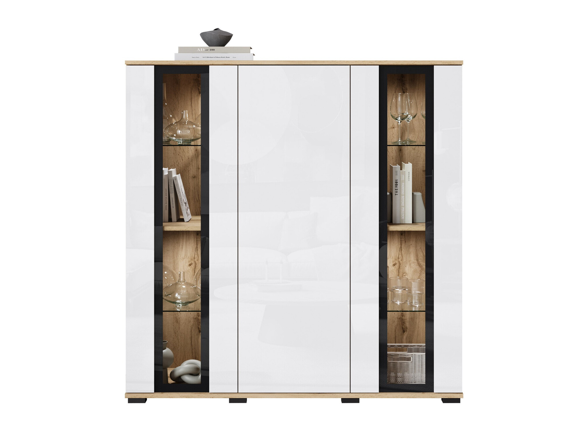 Sideboard Torcame 100 (Wotan Oak + Glossy white)