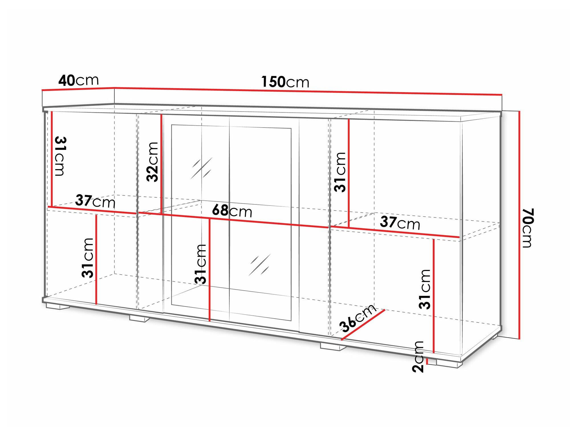 Sideboard Torcame 102 (White + Glossy white)