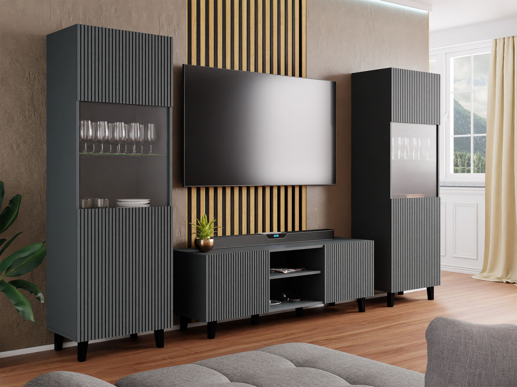 Living room set Comes (Anthracite)