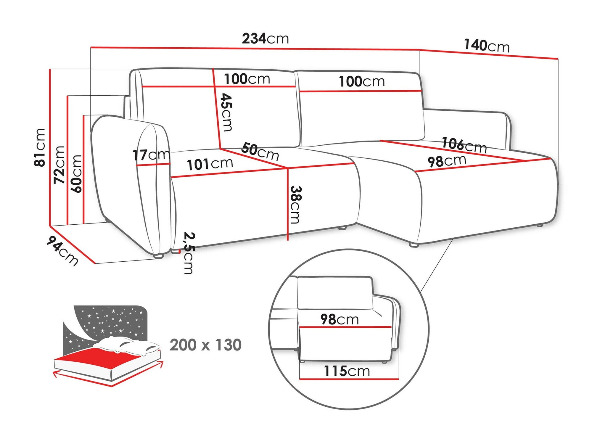 Corner sofa Temple 131 (Cruz 15)