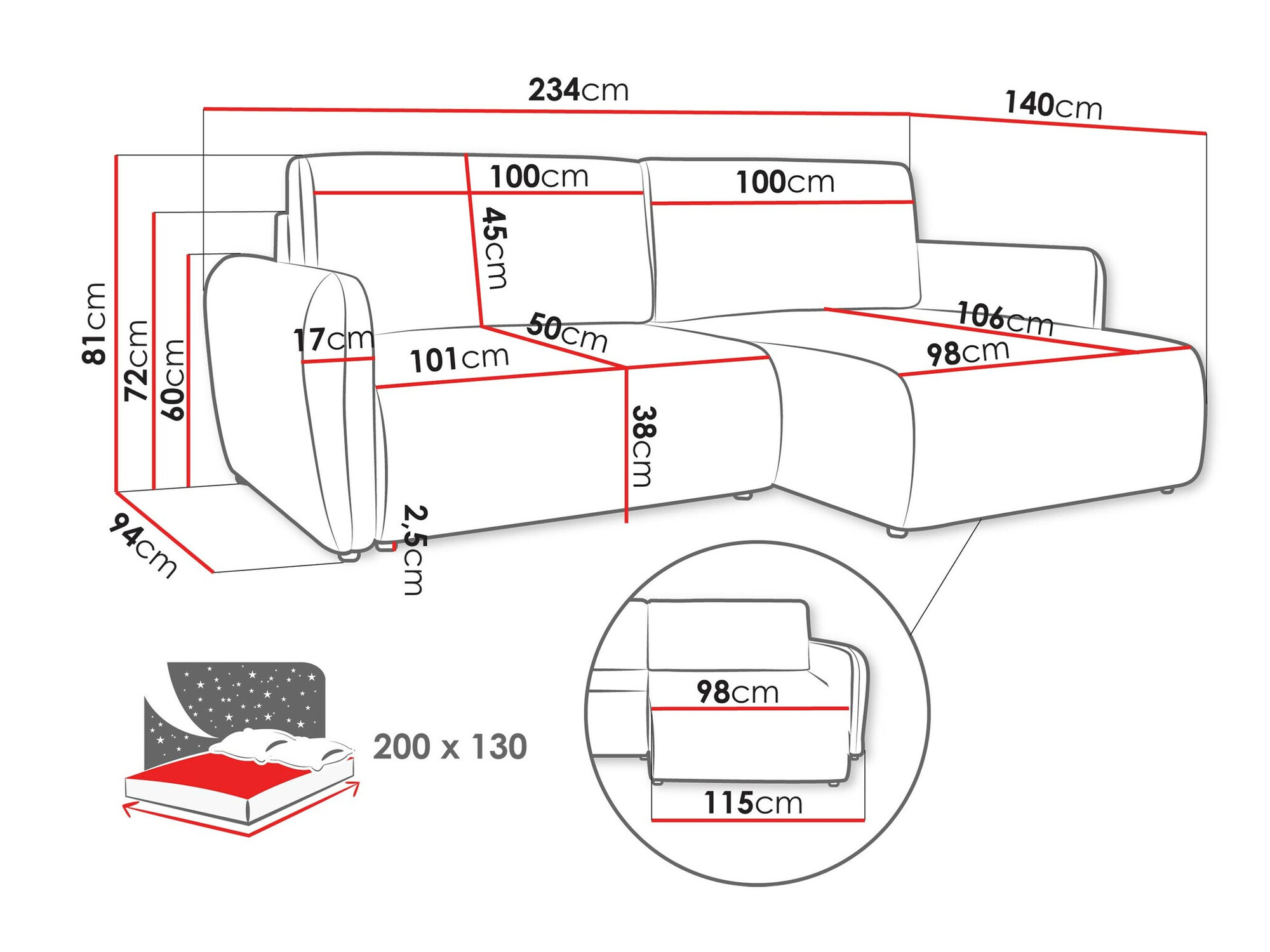 Corner sofa Temple 131 (Cruz 35)