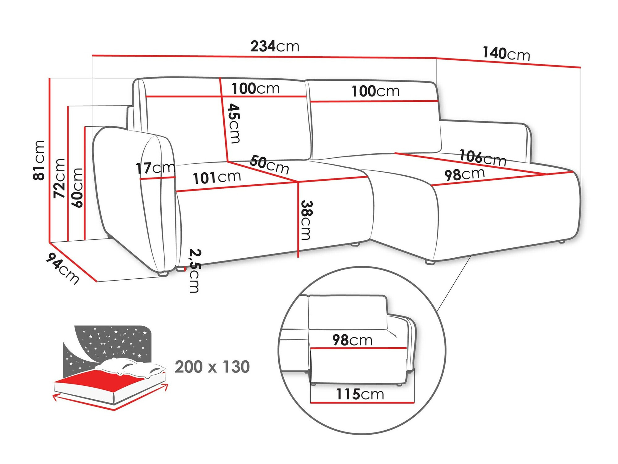 Corner sofa Temple 131 (Cruz 63)