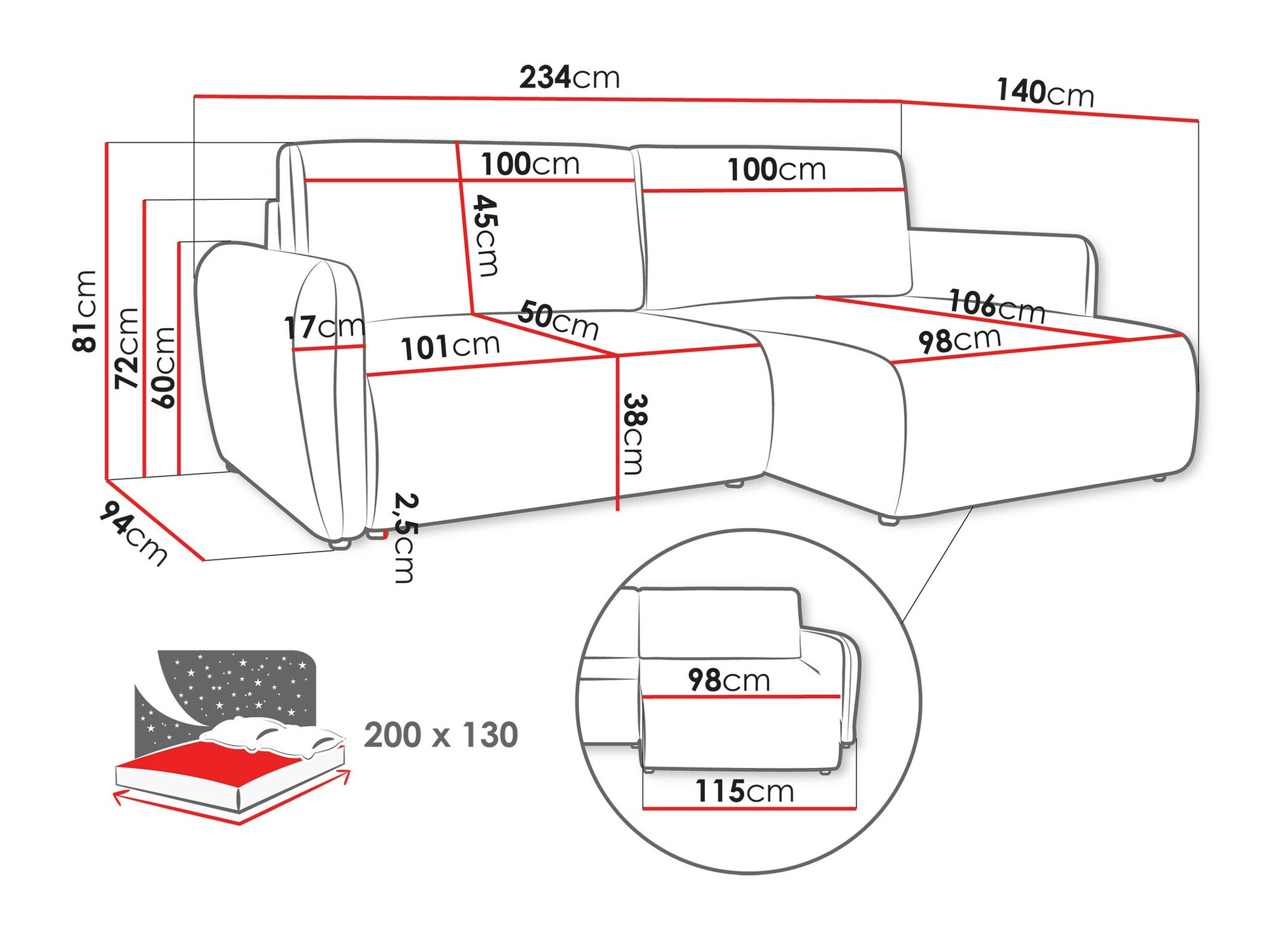 Corner sofa Temple 131 (Cruz 79)