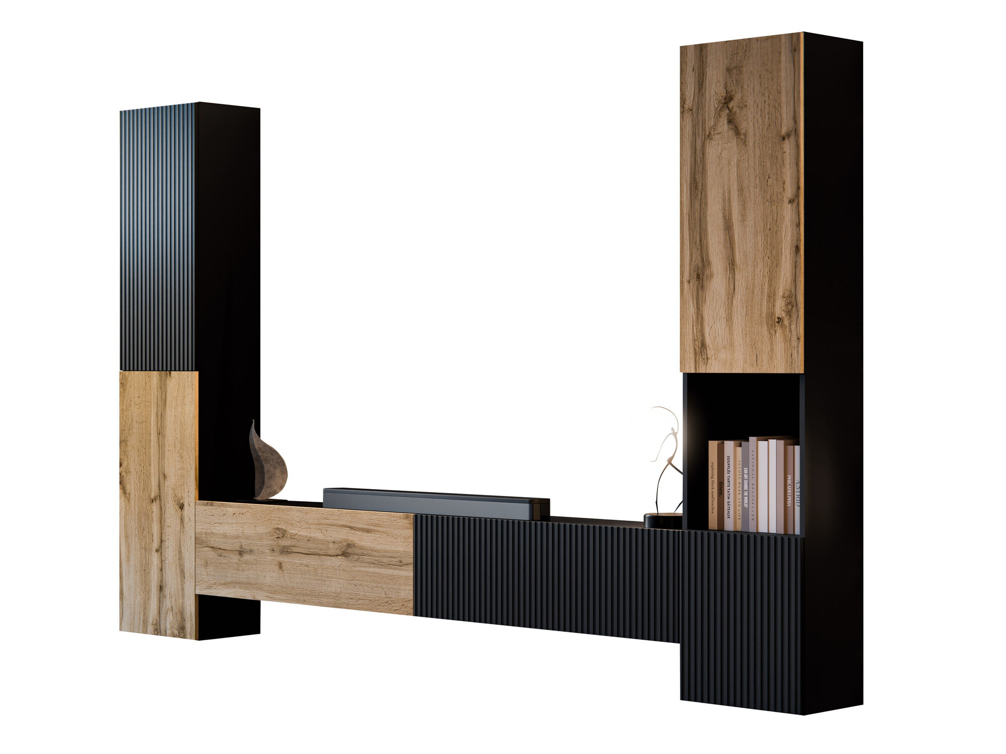 Living room set Species I (Black + Wotan Oak)