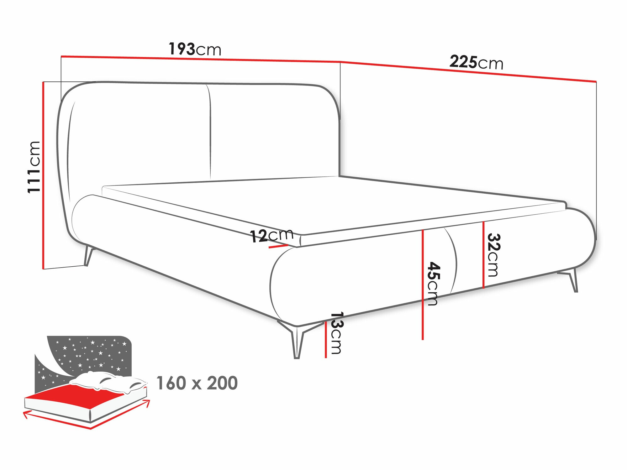 Bed TrendyNest Fenara (Coral 65)