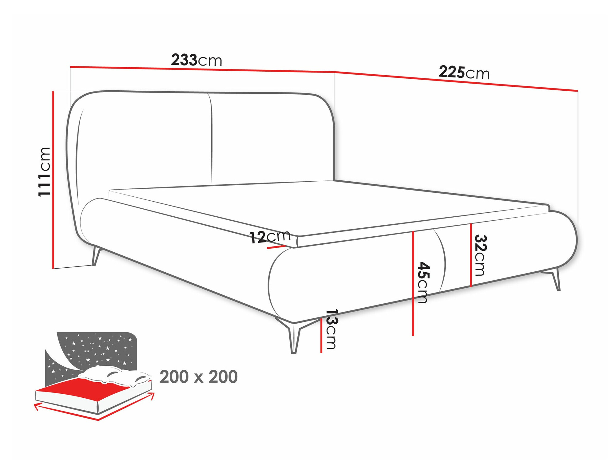 Bed TrendyNest Fenara (Coral 65)