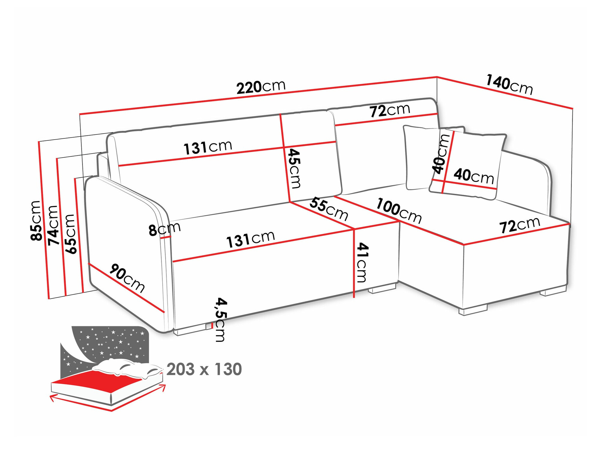 Corner sofa Columbus 245 (Velo 627)