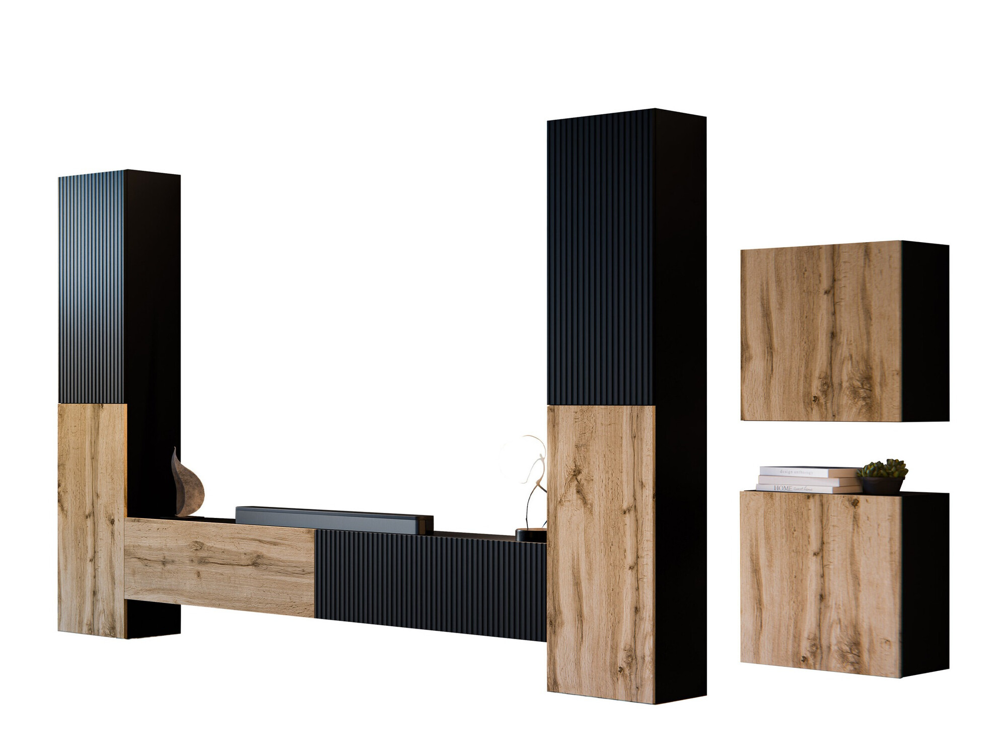 Living room set Species V (Black + Wotan Oak)