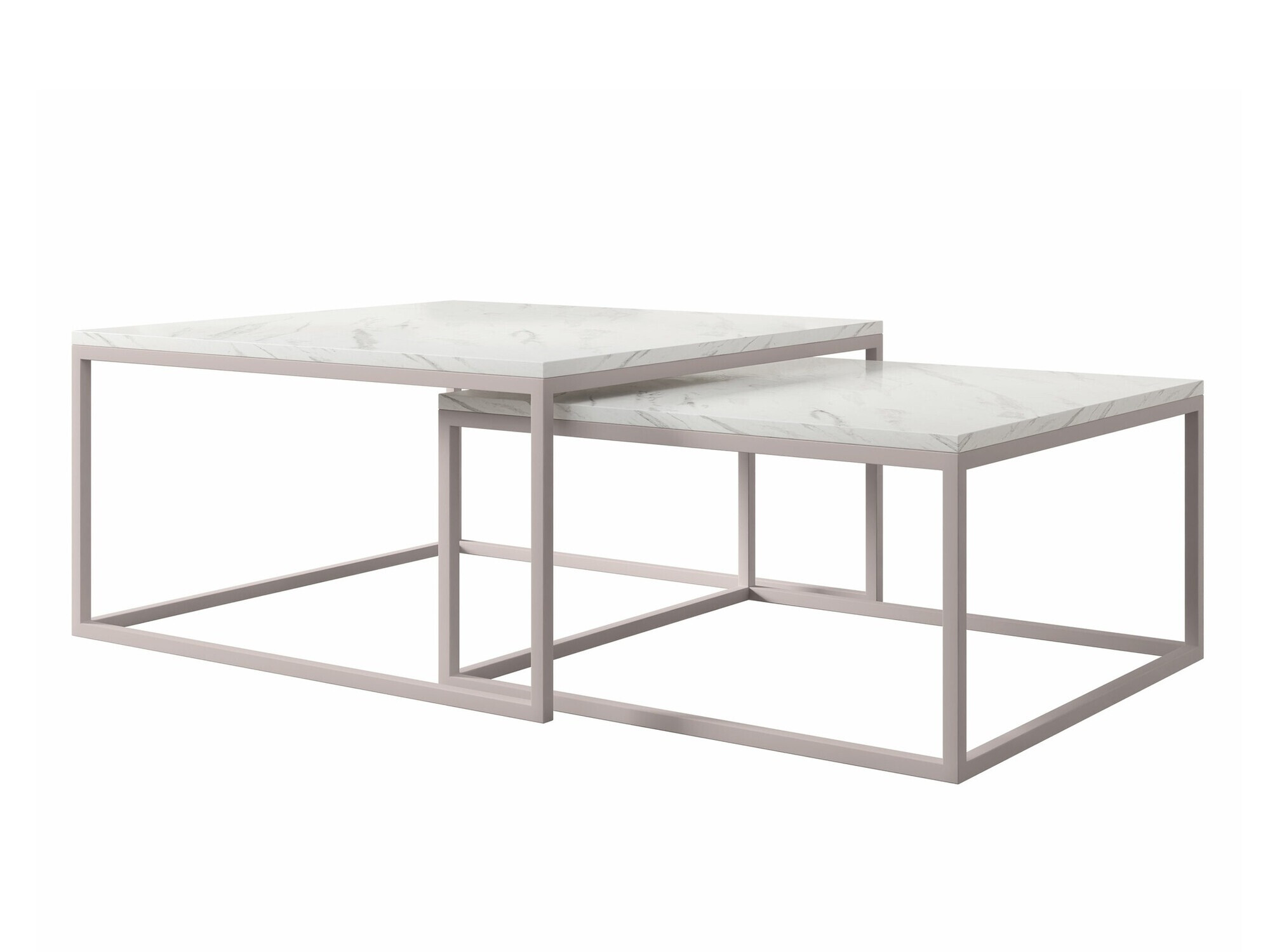 Nest of coffee tables Oswego 133 (White marble + Cashmere)