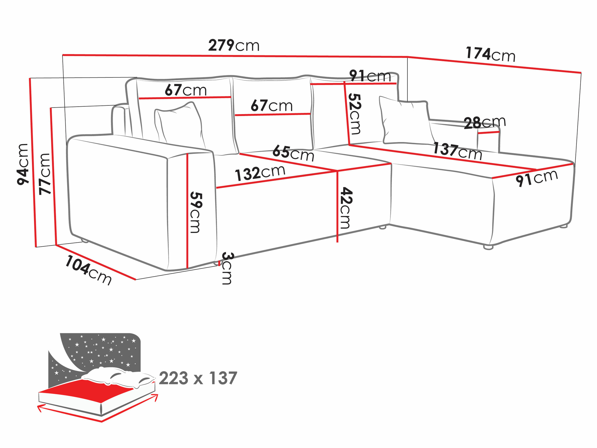 Corner sofa Clovis 108 (Poso 100)