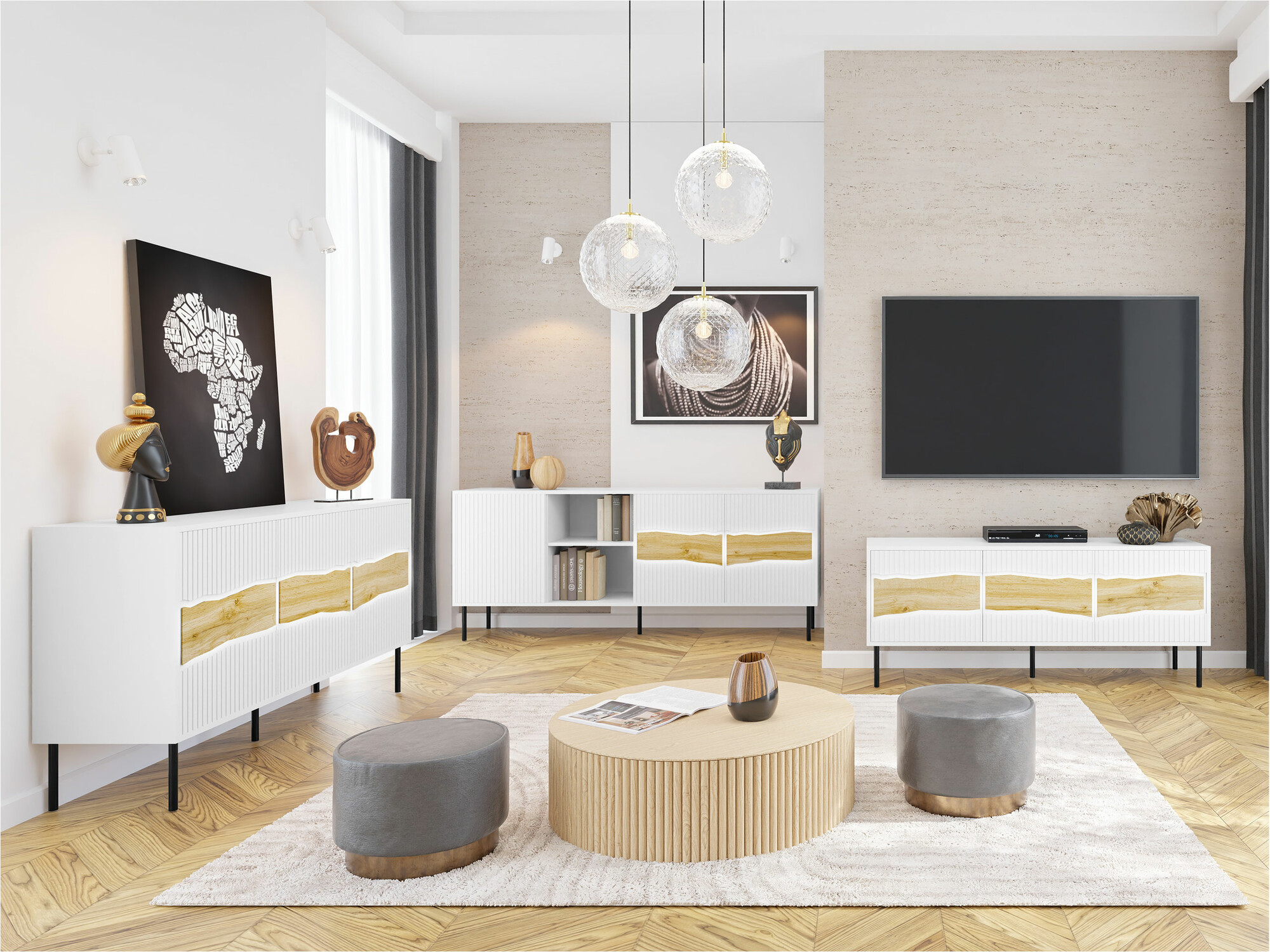 Living room set Monevare 105 (Wotan Oak + Cashmere)