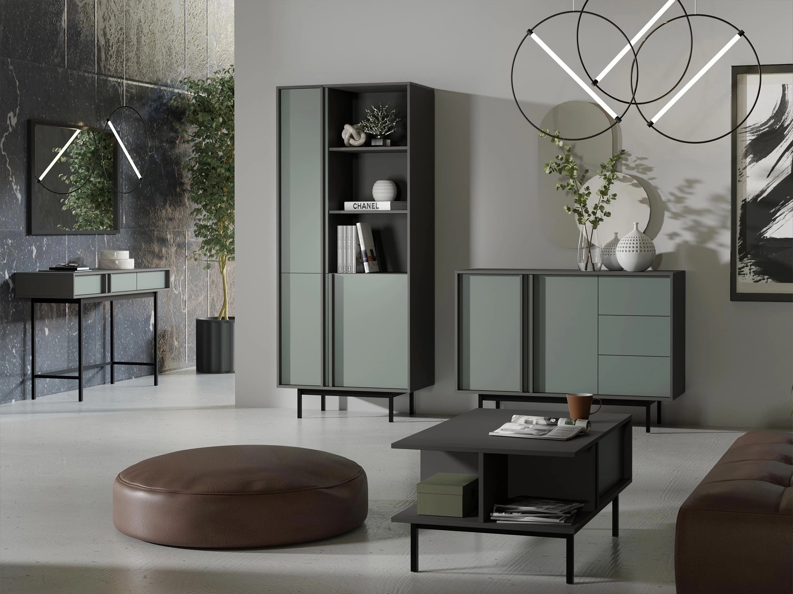 Bookcase Levali 101 (Dusty green)