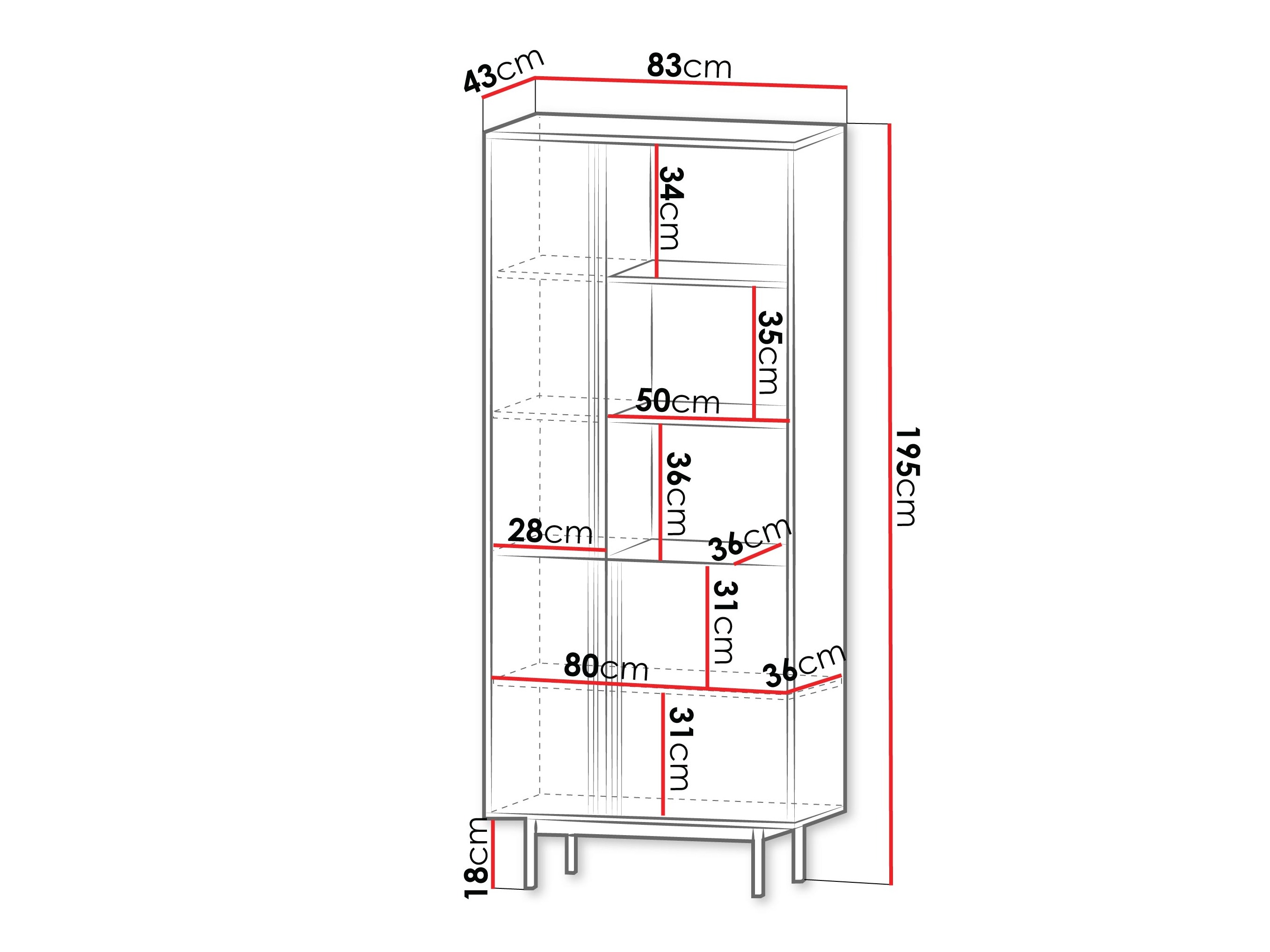 Bookcase Levali 101 (Dusty green)
