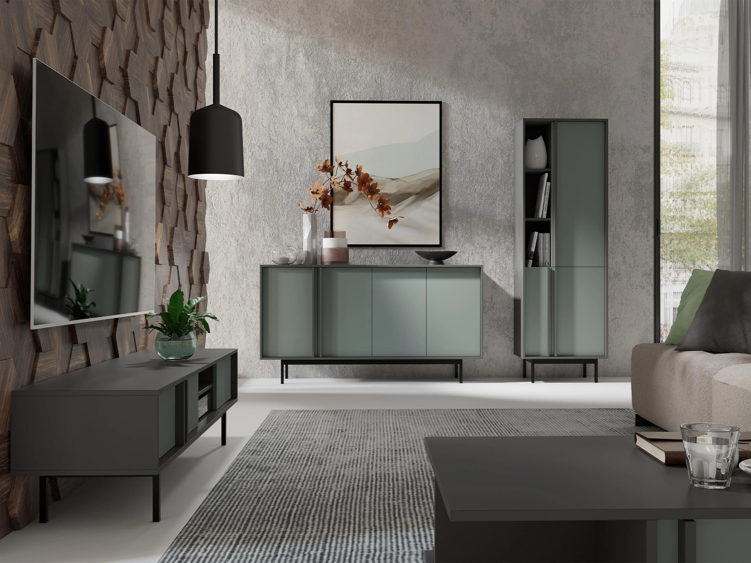 Bookcase Levali 102 (Dusty green)