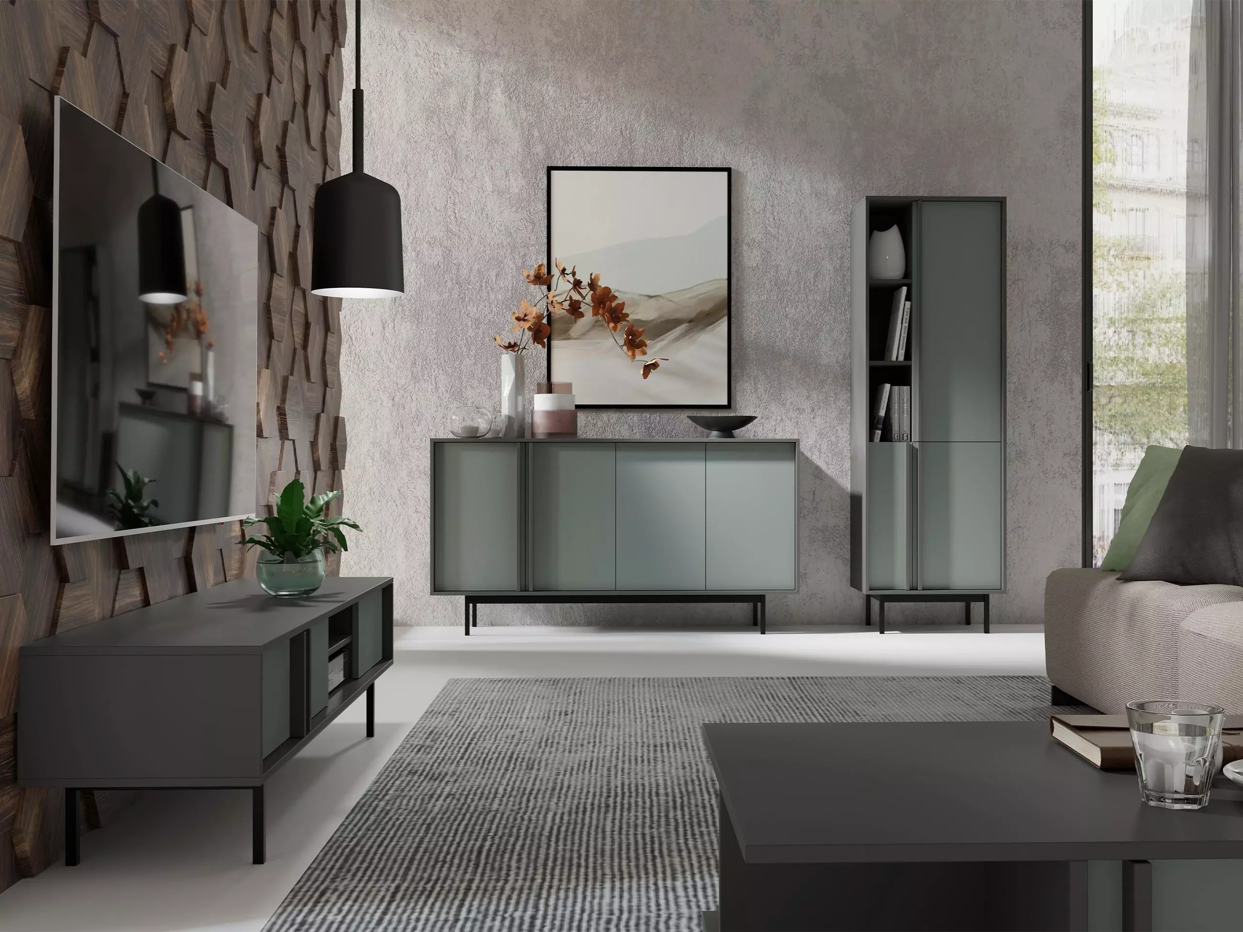 TV stand Levali 108 (Dusty green)