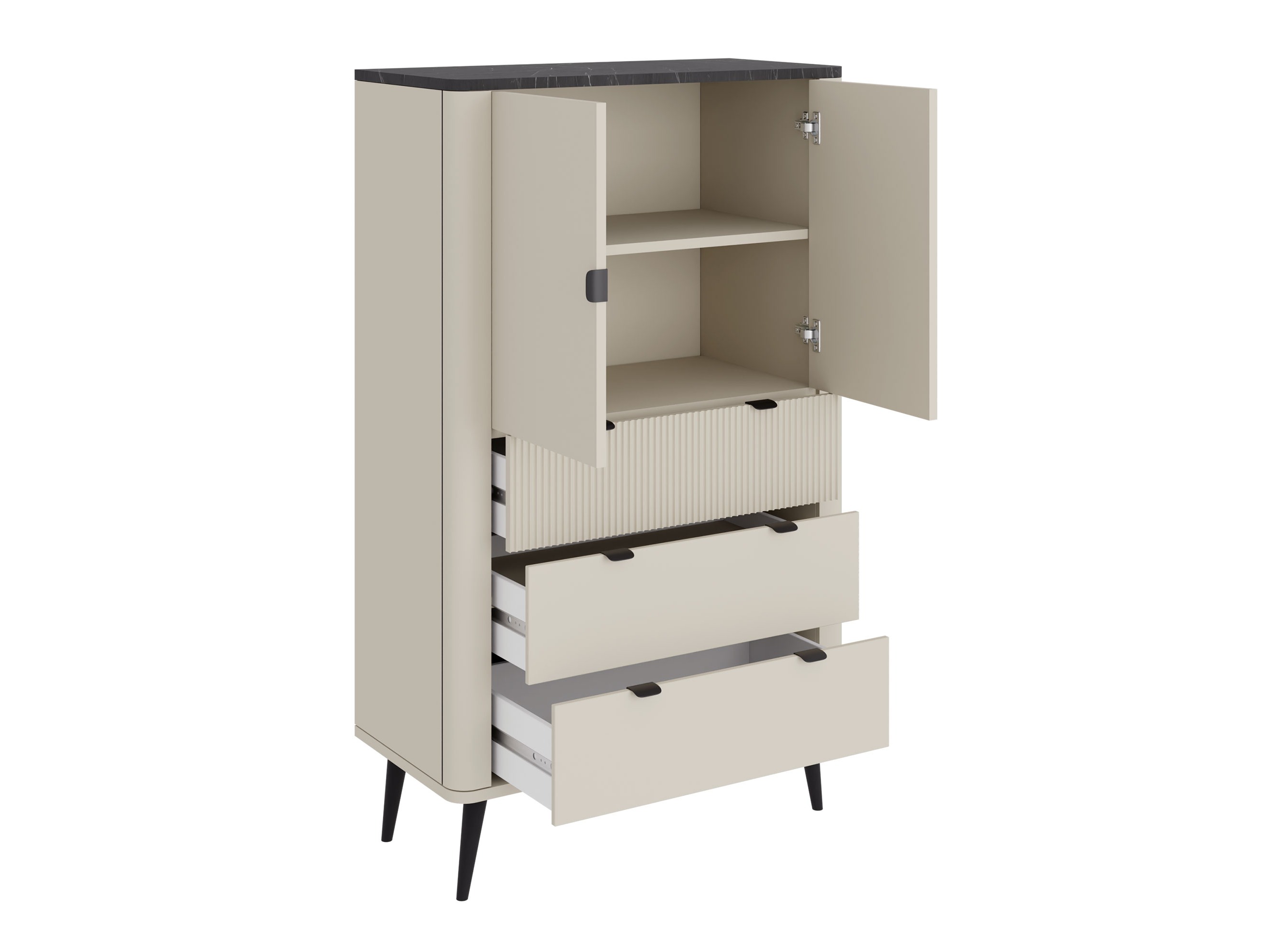Bookcase Lufela 104 (Cashmere + Walnut)