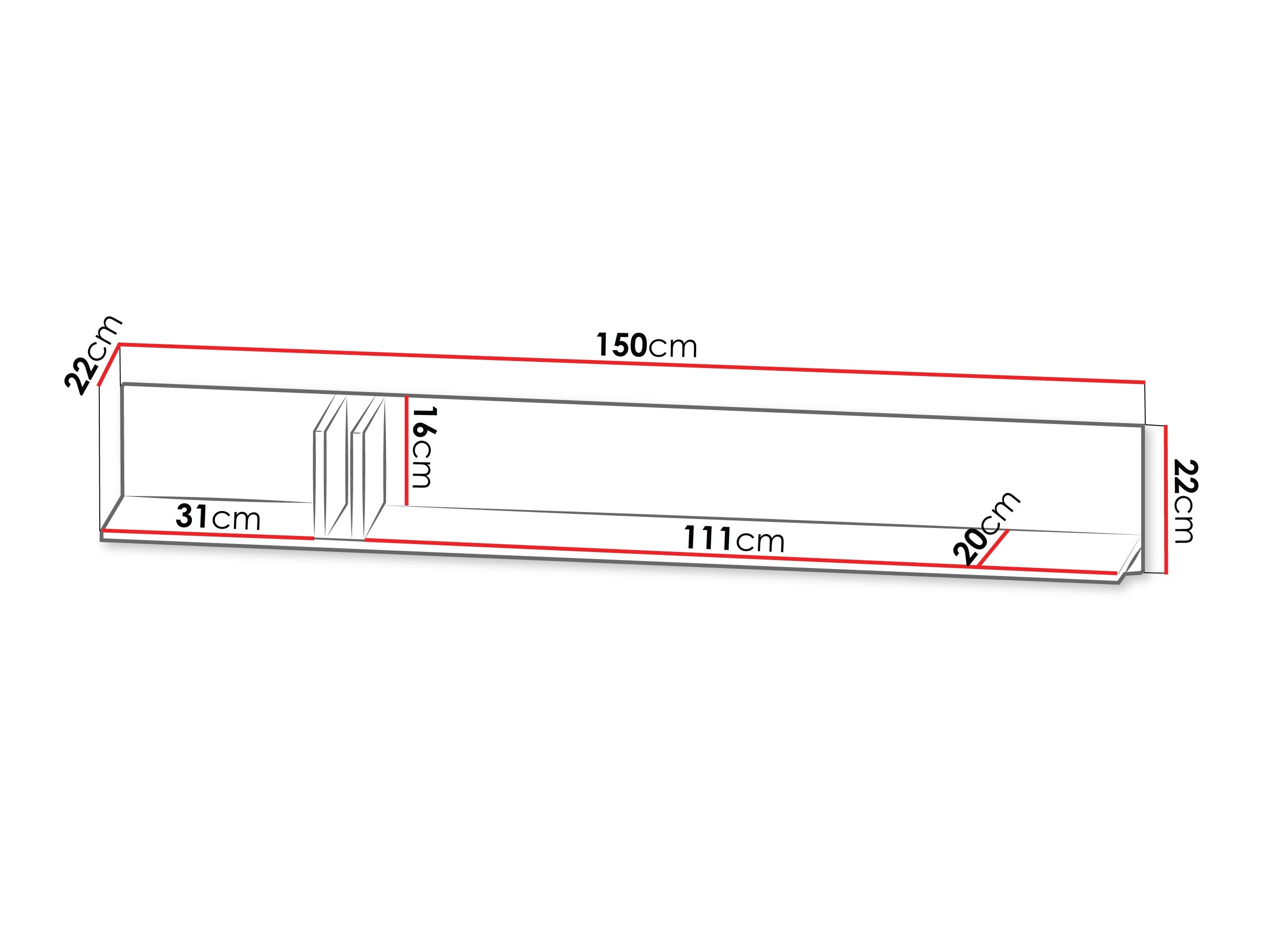 Wall shelf Levali 113 (Oak)
