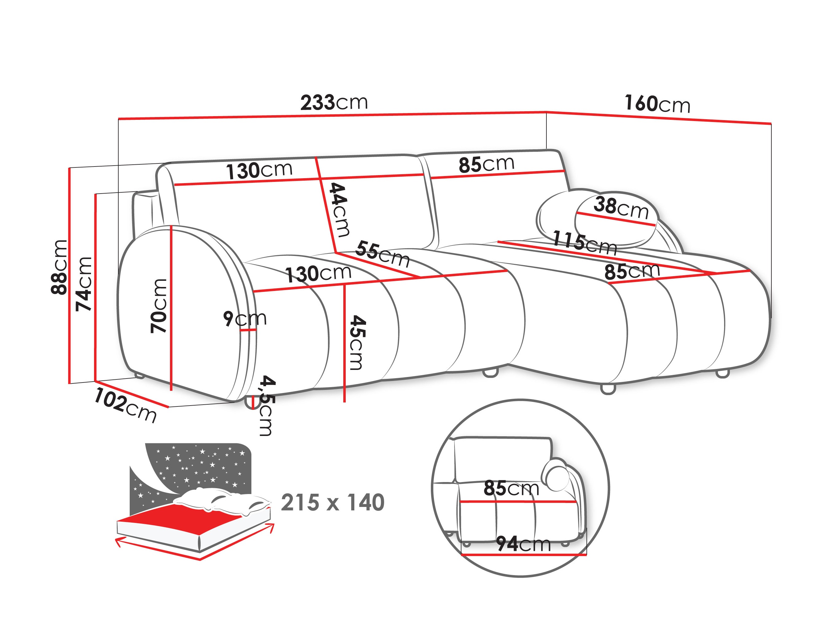 Corner sofa Columbus 247 (Sereno 684)