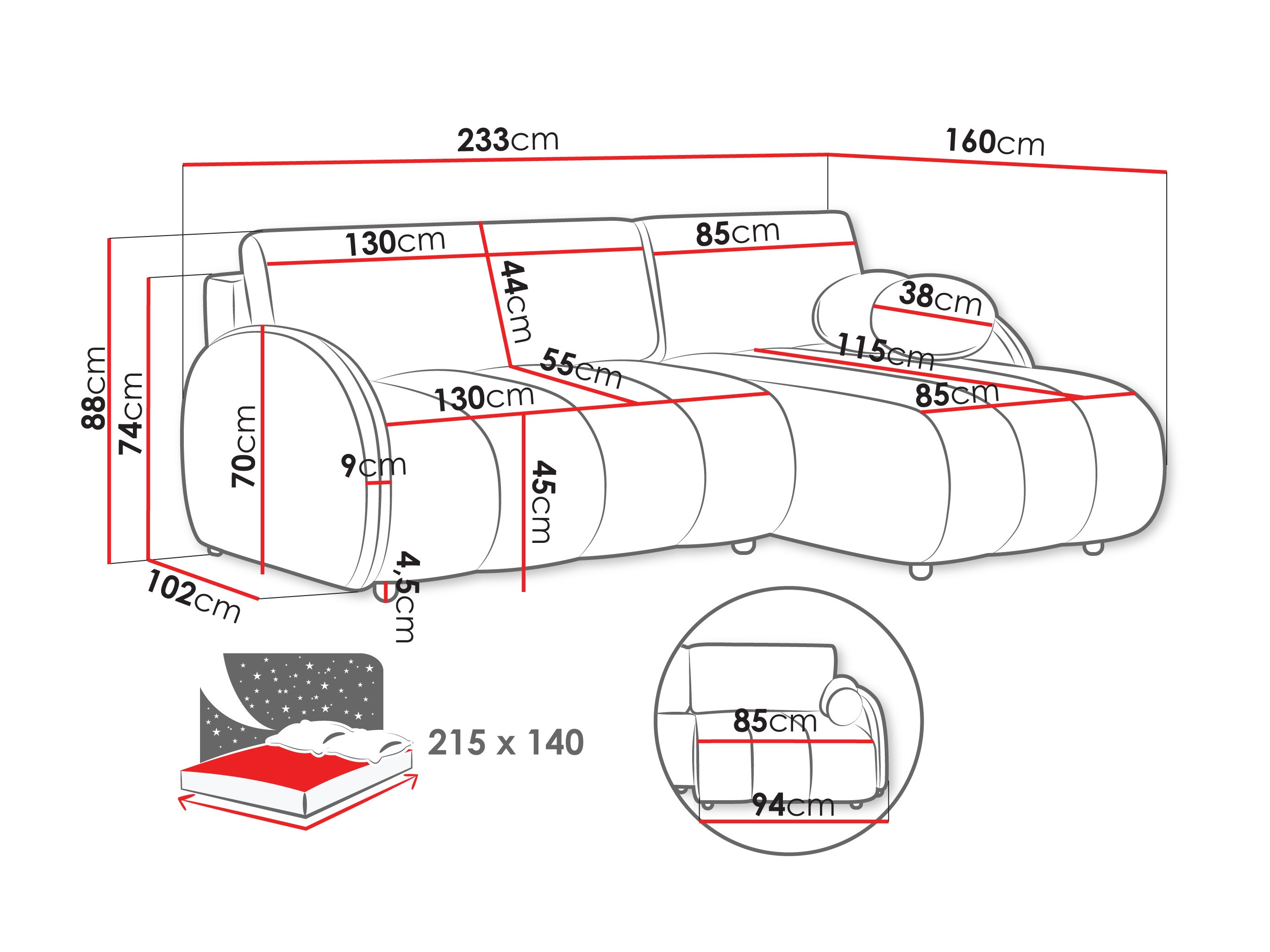 Corner sofa Columbus 247 (Sereno 686)