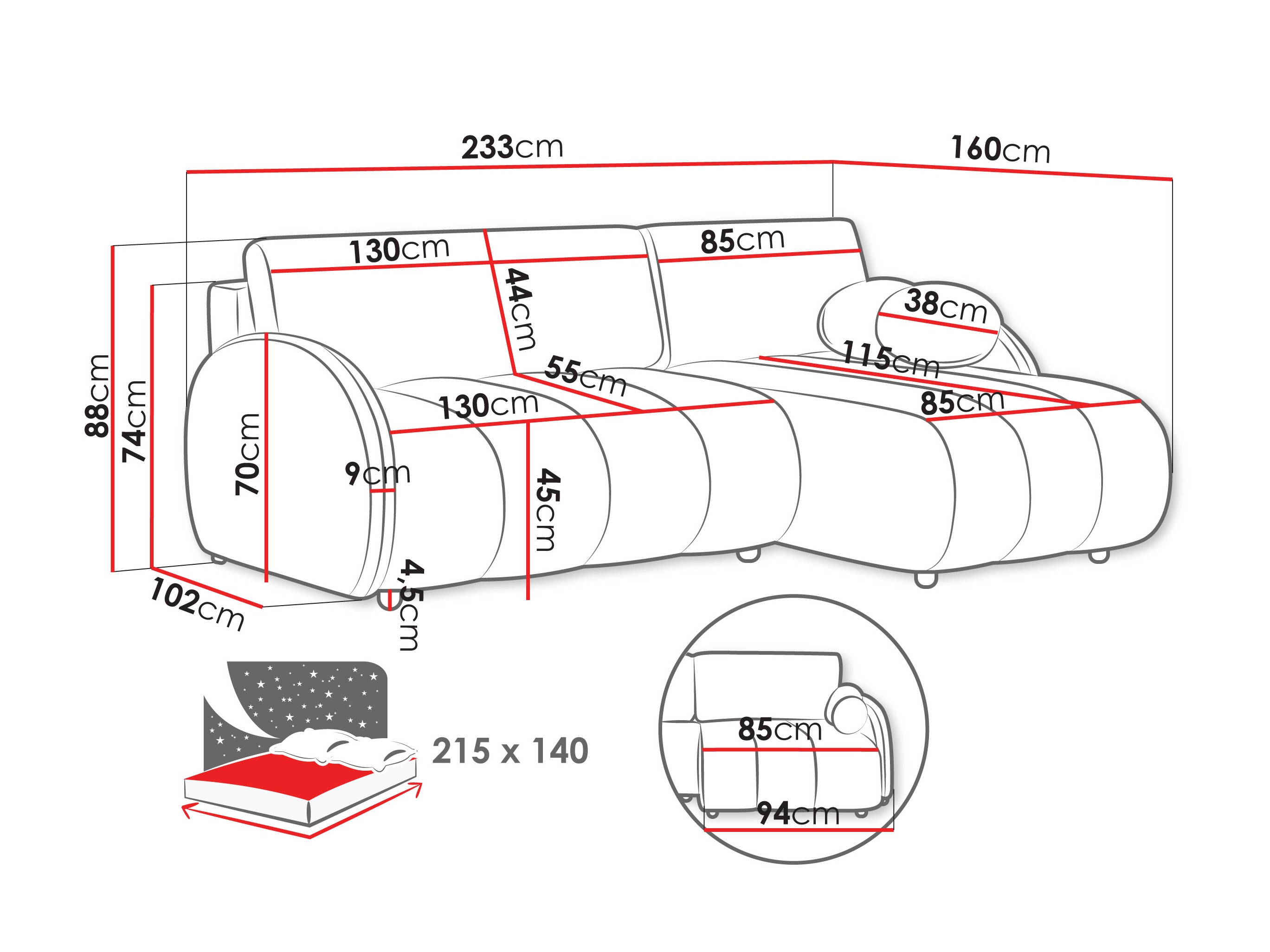 Corner sofa Columbus 247 (Sereno 687)