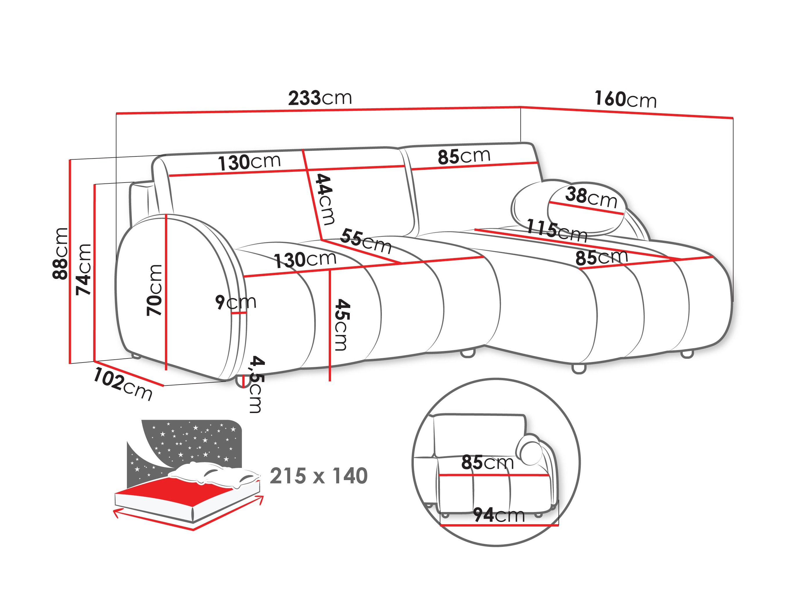 Corner sofa Columbus 247 (Sereno 689)