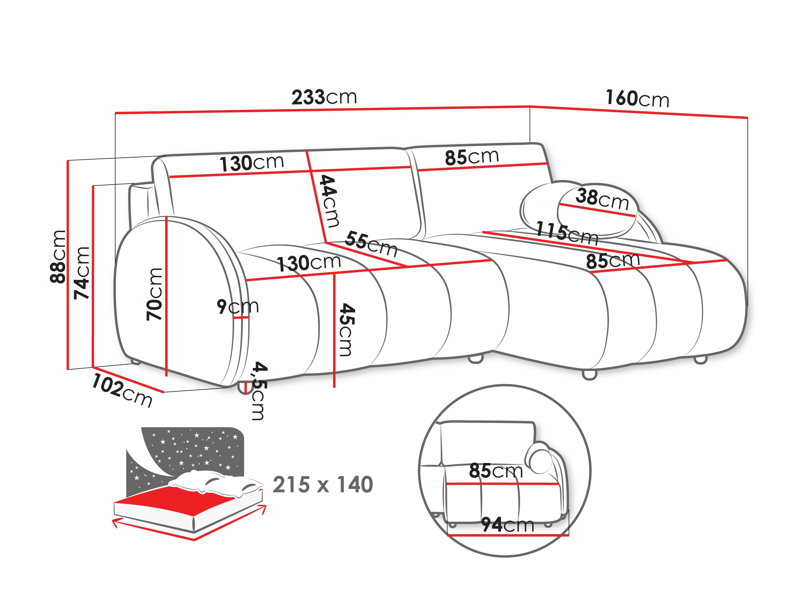 Corner sofa Columbus 247 (Sereno 695)