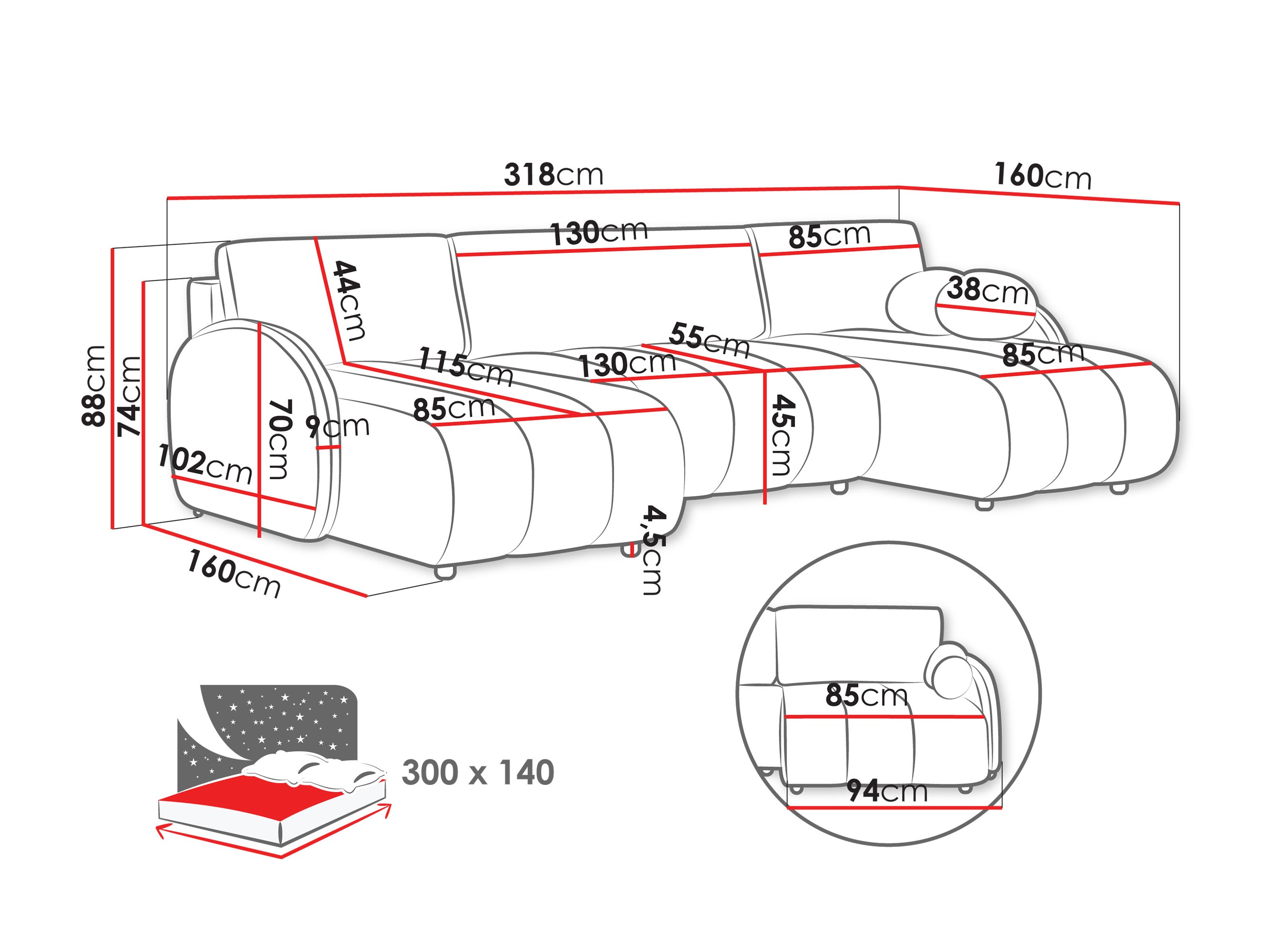 Corner sofa Columbus 248 (Sereno 681)